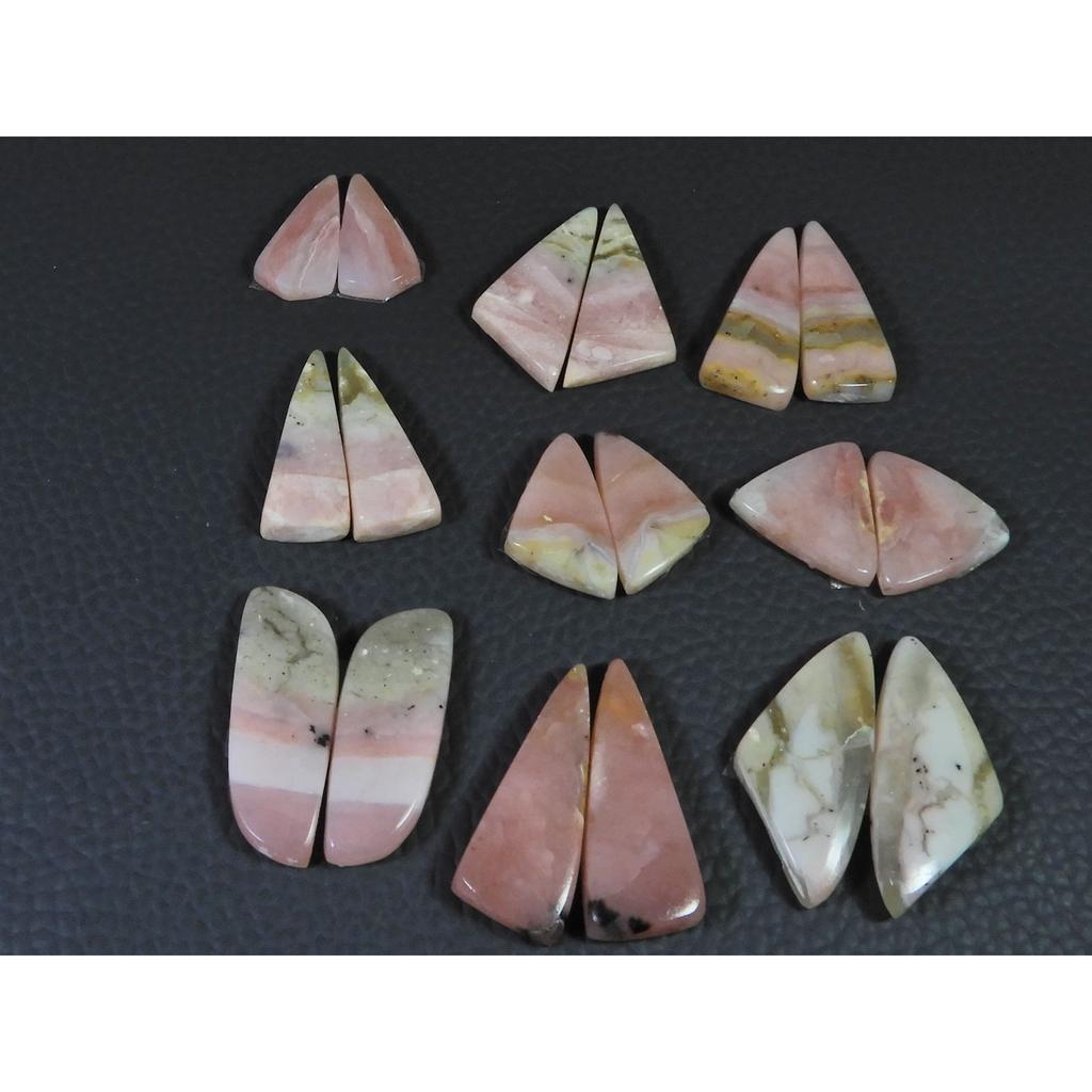 113Cts. Natural Pink Opal Matched Pair Fancy Cabochon Gemstone 9Pair Lot C-1401