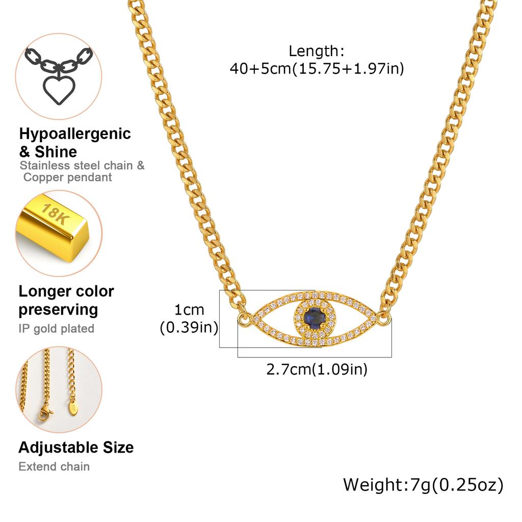 Evil Eyes Pendant Necklace for Women Shiny Zircon Lucky Blue Eye Charm Necklace Boho Luxury Jewelry Gift