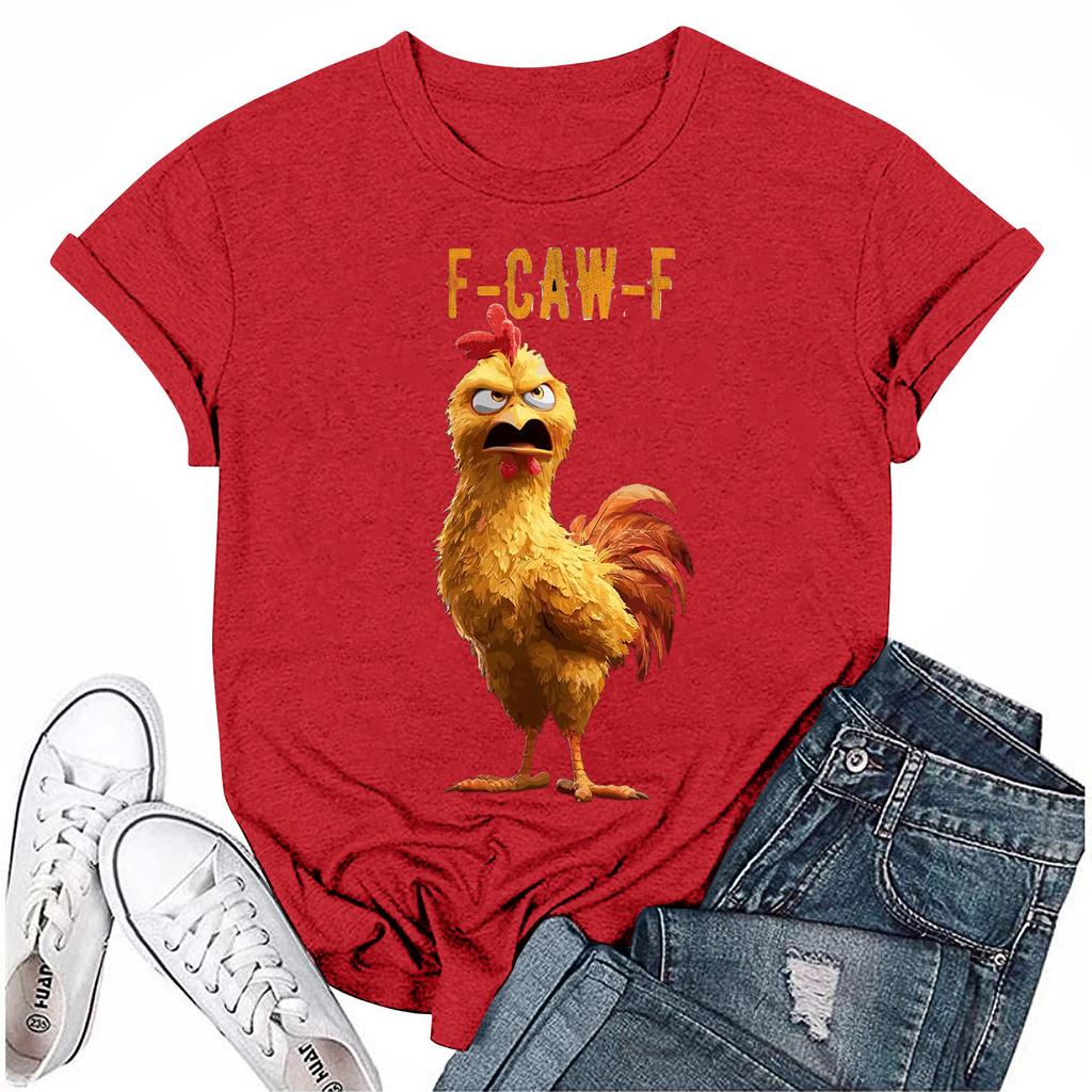 Women's  Group 2D Printed Round Neck Short Sleeve Top