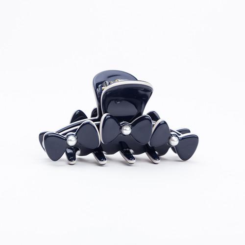 6.5cm Medium Bowknot Hair Claw Korean Fashion  Lovely Headwear for Fine Hair Pearl Beads Acetate Hair Accessories