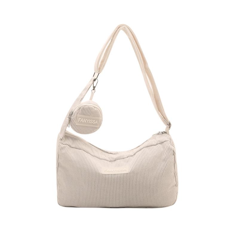 Simple casual commuter messenger dumpling bag corduroy bag foreign style new large capacity portable shoulder bag