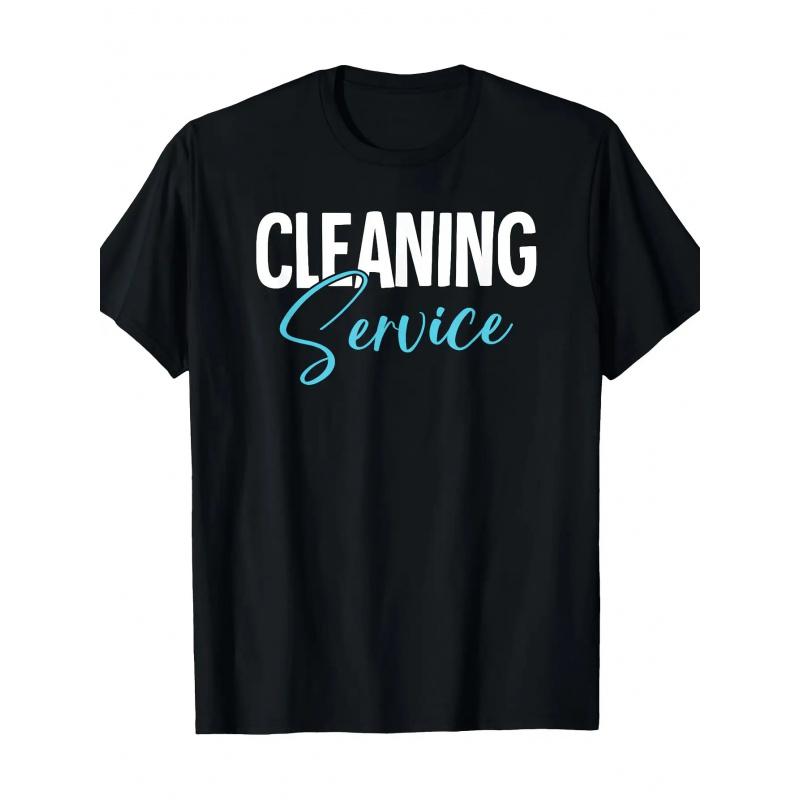 Men's Professional Cleaning Service T-Shirt - Suitable for Cleaners, Housekeepers & Facility Managers, Lightweight Breathable Cotton Work Shirt with