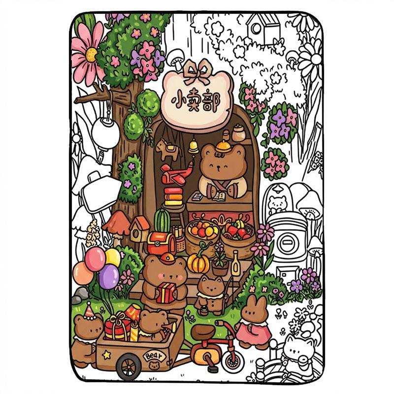 DIY Painting Blanket, Stress Relief Coloring Throw Blanket, Creative Art Sofa Nap Cover for Bedroom