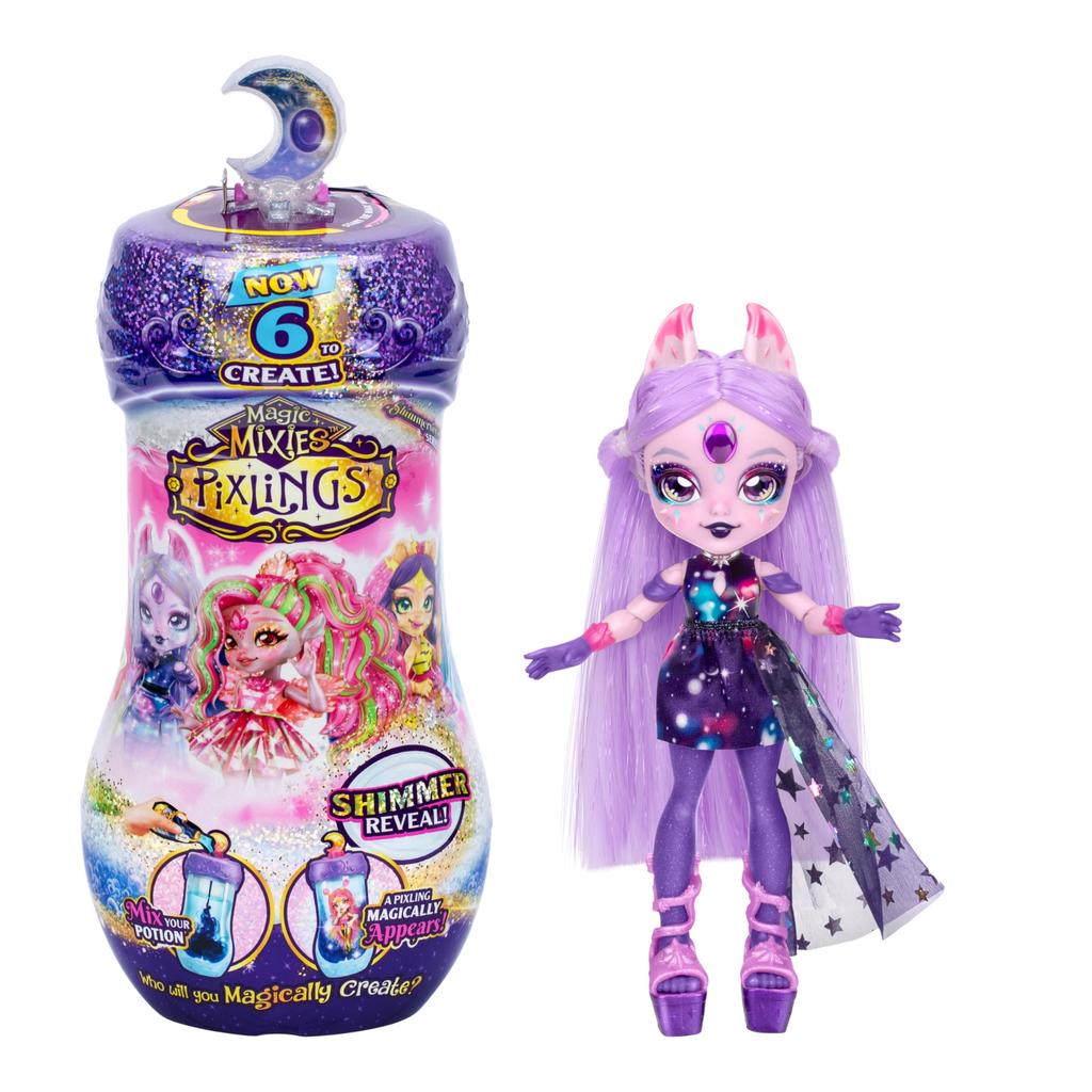 Magic Mixies Pixlings Shimmerverse Create and mix a magical potion to reveal Howlexa the Pixling and watch this beautiful inch fashion doll appear