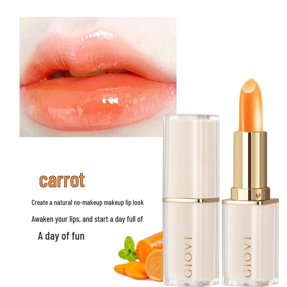 

Jiao Wei Увлажняющий бальзам для губ, меняющий цвет, с морковным оттенком: Не липкий, Не выцветающий, Не трескающийся.