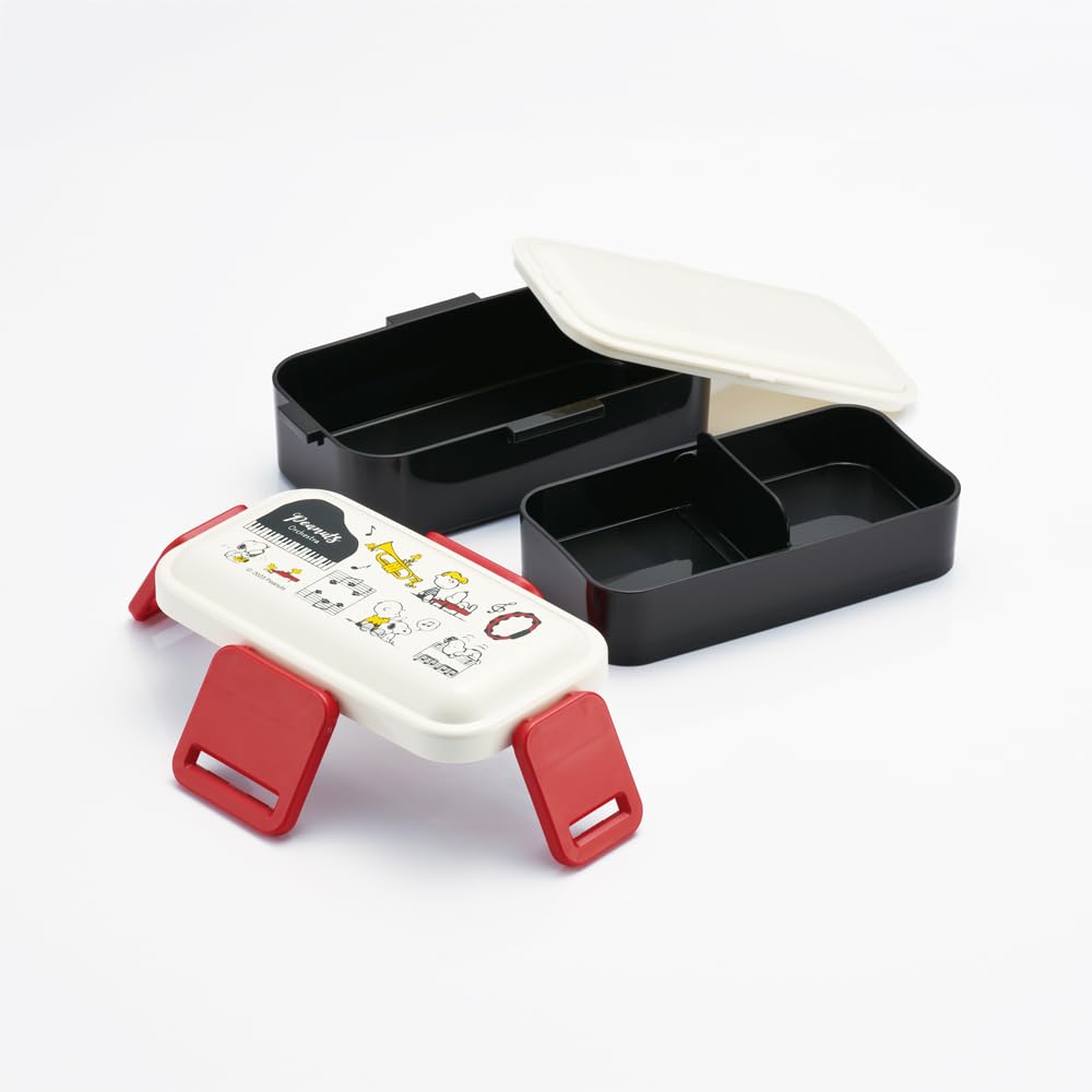 Skater Bento for Made In with a Soft Dishwasher and Microwave Snoopy Orchestra Design Box, 2-Tier, 600ml, Women, Japan, Dome-Shaped Lid, Safe,