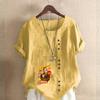 Women's Fashion Handsome Pattern Prined Short Sleeve T-shirt Loose Cotton Shirt Casual Loose Summer Blouse Tops