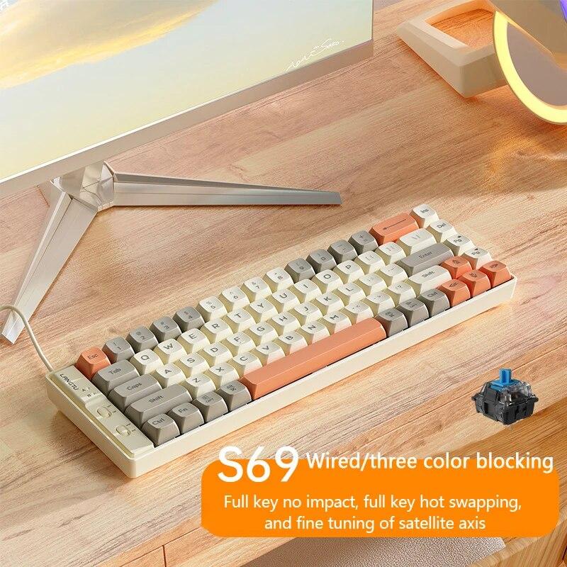 

Wolf Road S69 Проводная клавиатура для офисной техники Type-C Полная клавиша с возможностью горячей замены Dy Сменный вал 69 клавиш Упрощенная раскладка