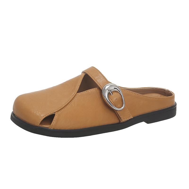 Baotou Half Slippers Women's Summer Outer Wear New One-pedal Lazy Muller Single Shoes Flat-soled Birkencool Slippers