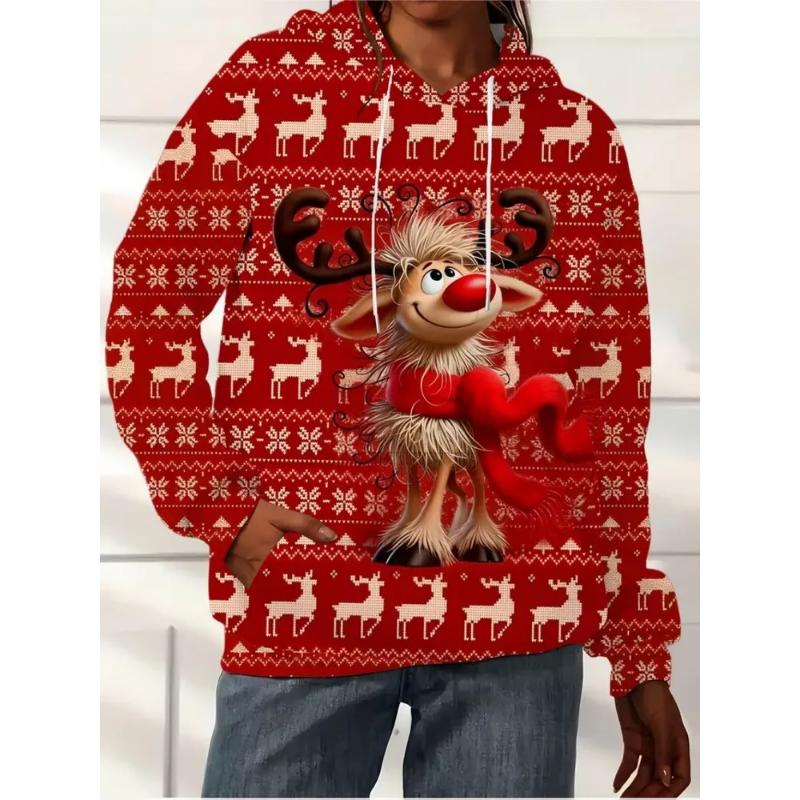 Fashion Women's Hooded Sweater 3D Casual Color Printing Casual Long Sleeve Sweater
