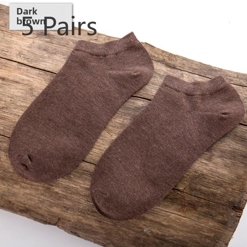 5 Pairs of Men's Retro Solid Color Short Tube Invisible Breathable Sweat Absorption Shallow Mouth Boat Socks