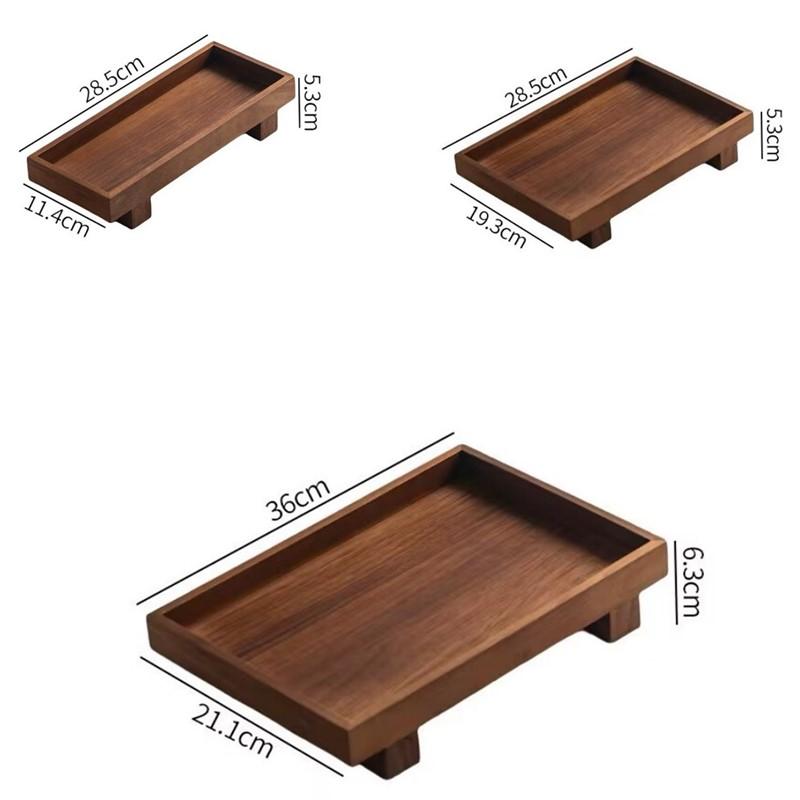 Tableware Solid Walnut Wooden Food Tray Rectangle Dessert Plate Chinese-style Wooden Snack Fruit Tea Saucer Pallet Bread Board