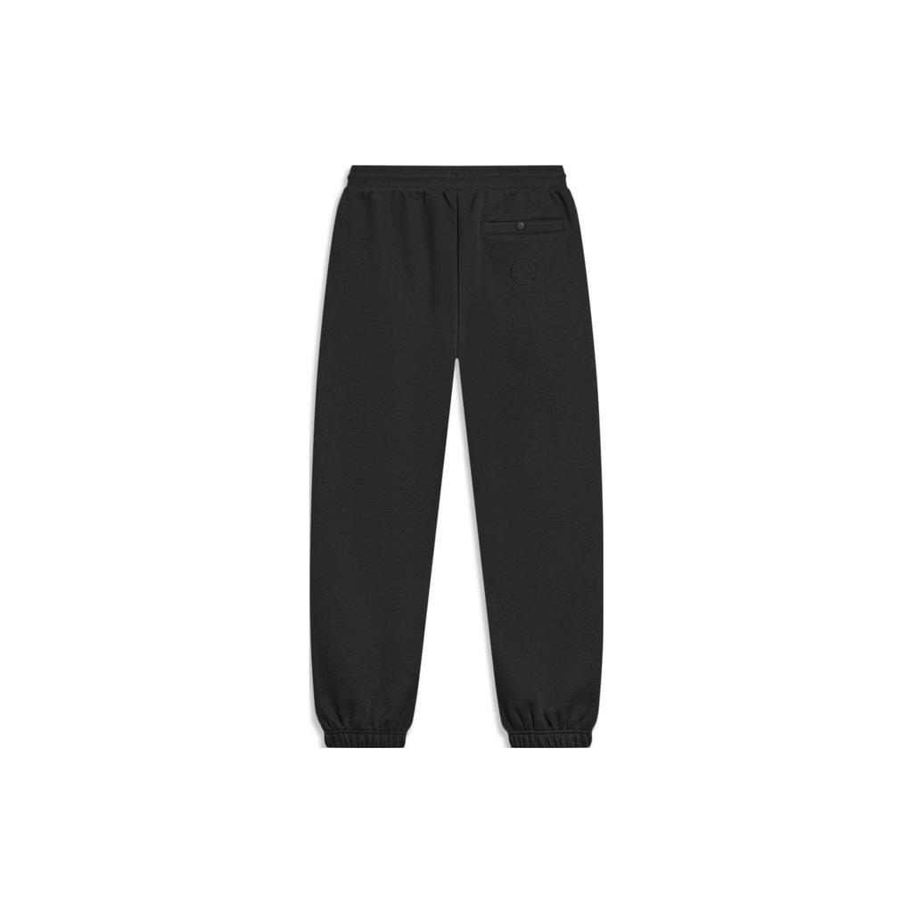 Li-Ning Wade Series Solid Color Cuffed Fleece Warm Loose Knit Sports Pants Men Bottoms Black AKLT945-5