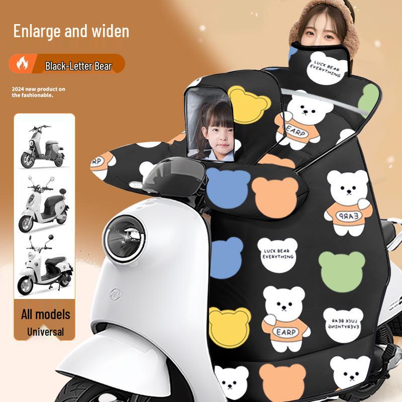 Universal Fleece-Lined Waterproof Winter Windshield for Parent-Child Electric Vehicles and Motorcycles