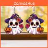 Themed Ghost Halloween Pumpkin Flower Pattern Women Alien Acrylic Earrings