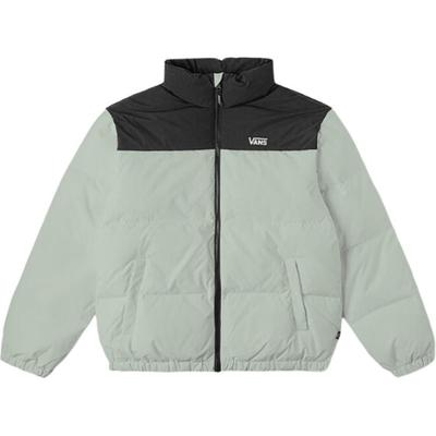 Vans Colorblock-Design Stehkragen Weich Bequem Langarm Daunenjacke Unisex Oberbekleidung Grau-Grün VN000P30ZRT