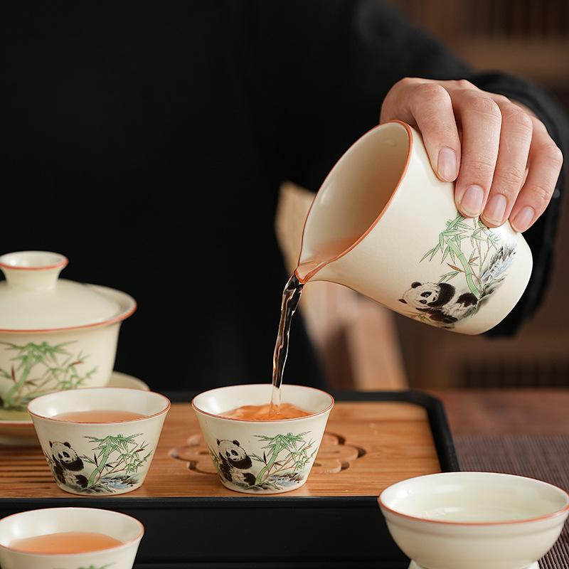 Panda tea set, simple tea cup light luxury company annual meeting accompanied by Liding festival high-end set