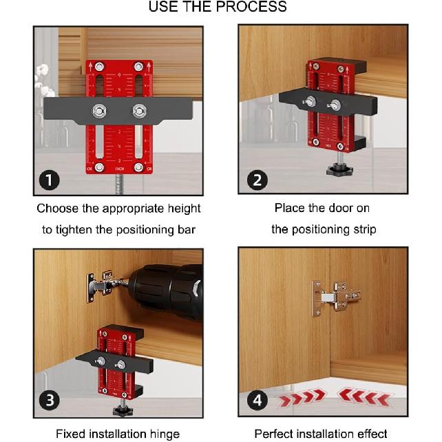 Cabinet Door Installation Positioner, Adjustable Length Aluminum Alloy Clamp, Multi-function Hardware Clamp, Woodworking Tool