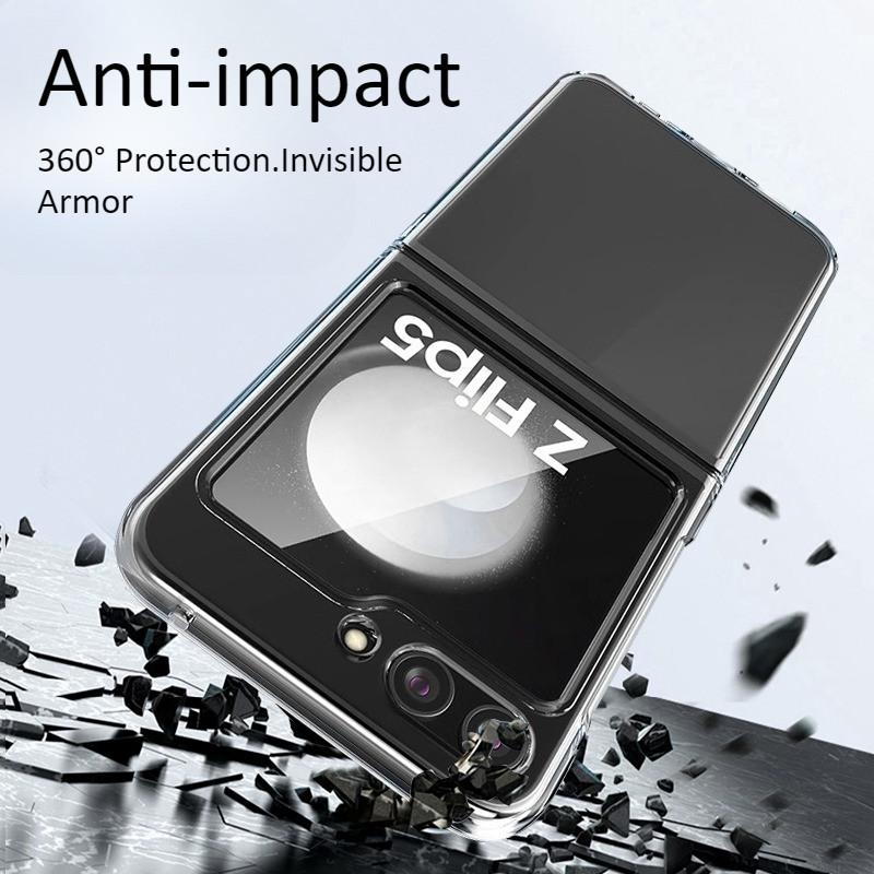 For Samsung Galaxy Z Flip 7 6 5 7FE Frameless PC Phone Case W25 W24 Flip Ultra-thin Transparent Protective Back Cover Shell