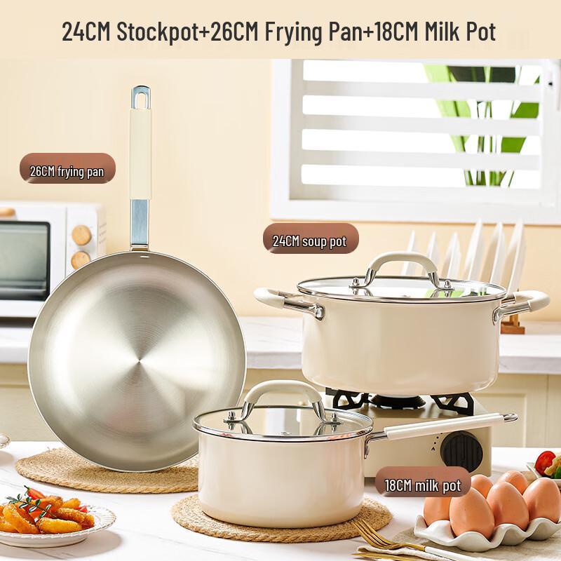 UOTUO 3-Piece 3-Ply Stainless Steel Cookware Set