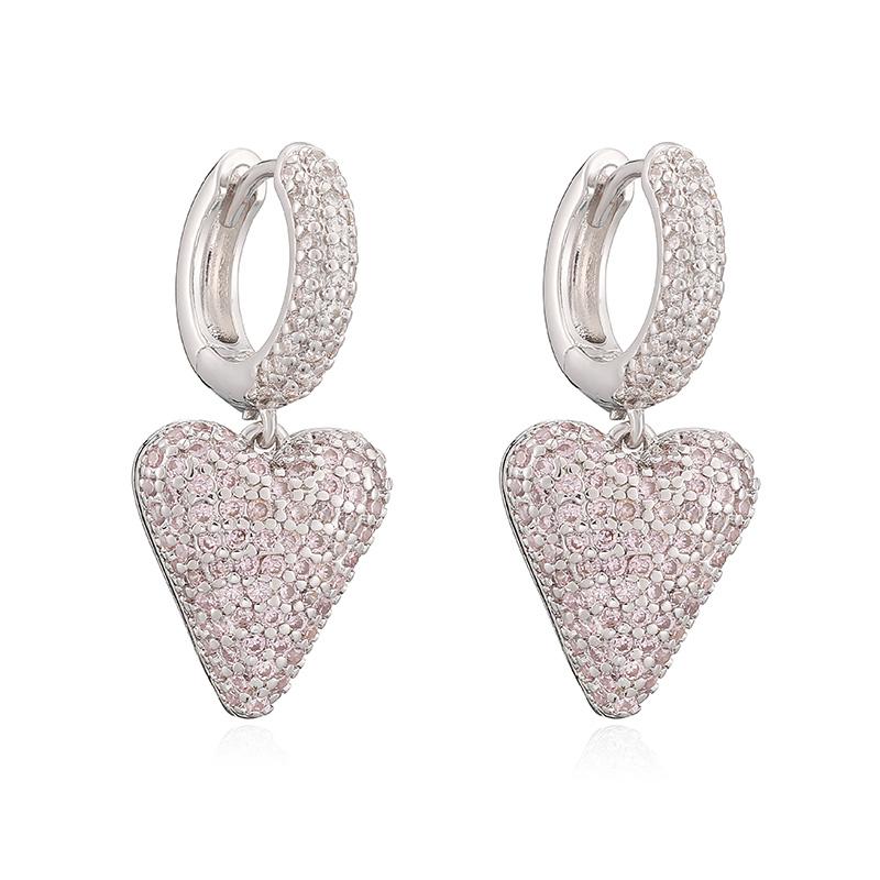 

HECHENG, Copper 18K Gold-Plated Colorful Bubble Heart-Shaped Pendant Earrings for Women Adorable and Sweet Zircon (1 Pair) Other розовый/медный