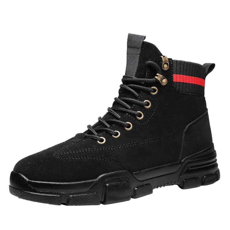 

Winter high-top cotton shoes 2025 new velvet warm fashion black Martin boots lace-up casual single shoes men 39