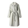 Womens British Style Oversized Trench Coat With Belted Waist Notched Collar Long Sleeve Loose Fit