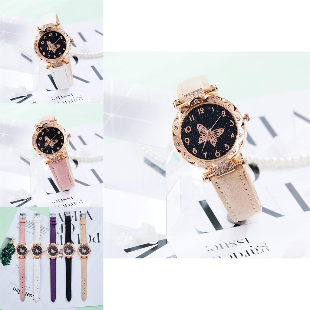 New Fashionable Ladies Watch Butterfly Digital Leather Strap Quartz Watch