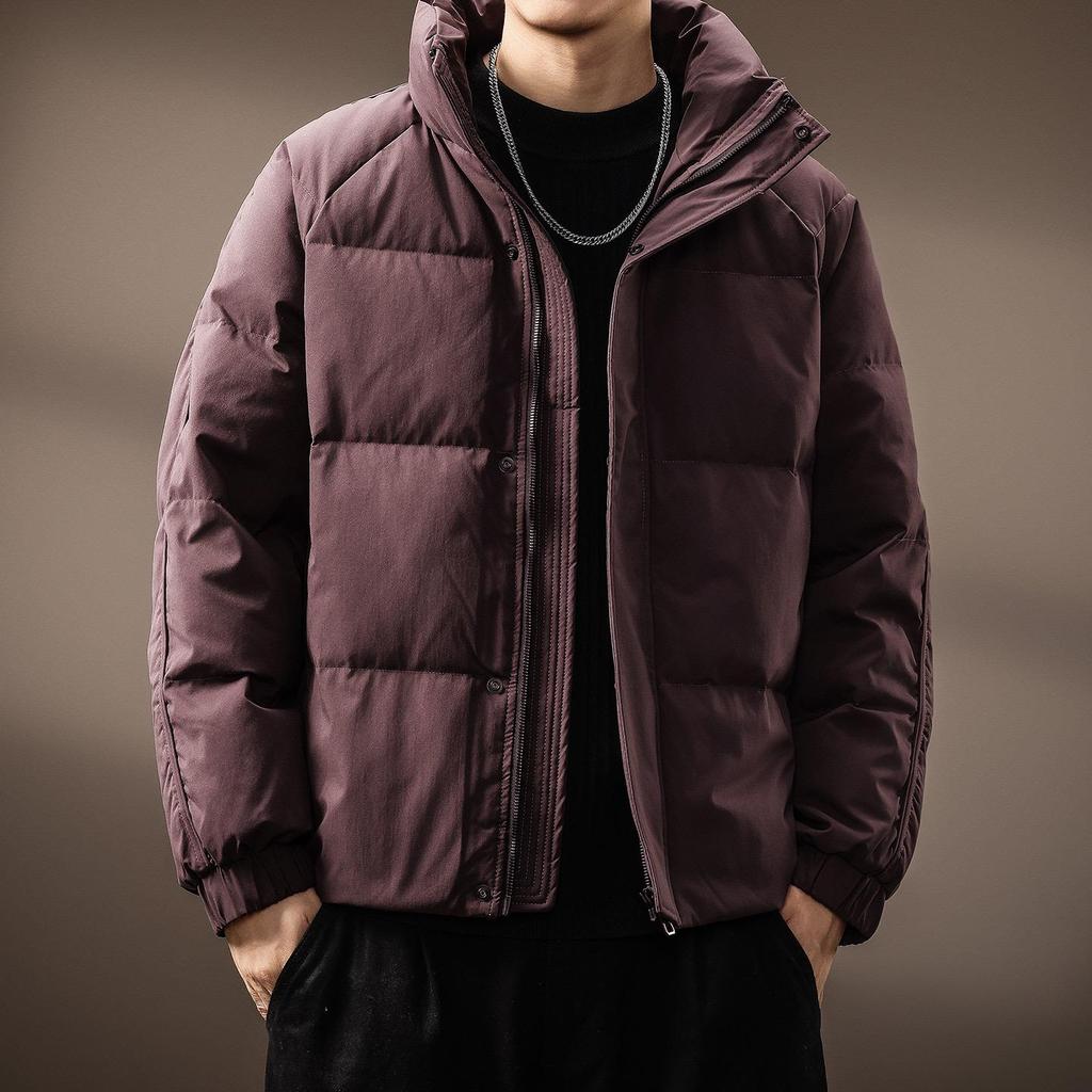 Men's Luxury Stand Collar White Duck Down Jacket - Thick, Warm, and Fluffy Winter Coat