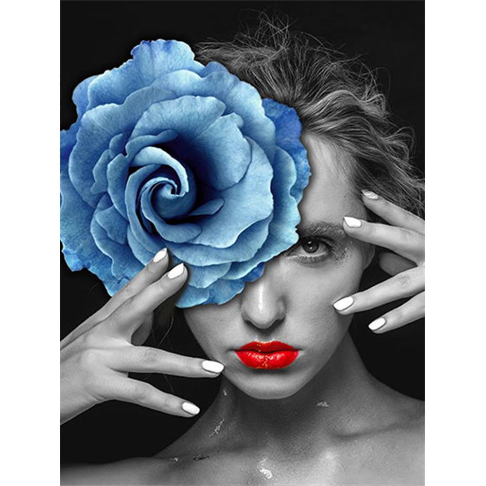 5D DIY diamentowe zestawy do malowania portret kobiety zdjęcia dżetów diamentowe hafty kwiatowe mozaiki sprzedaż Wall Art