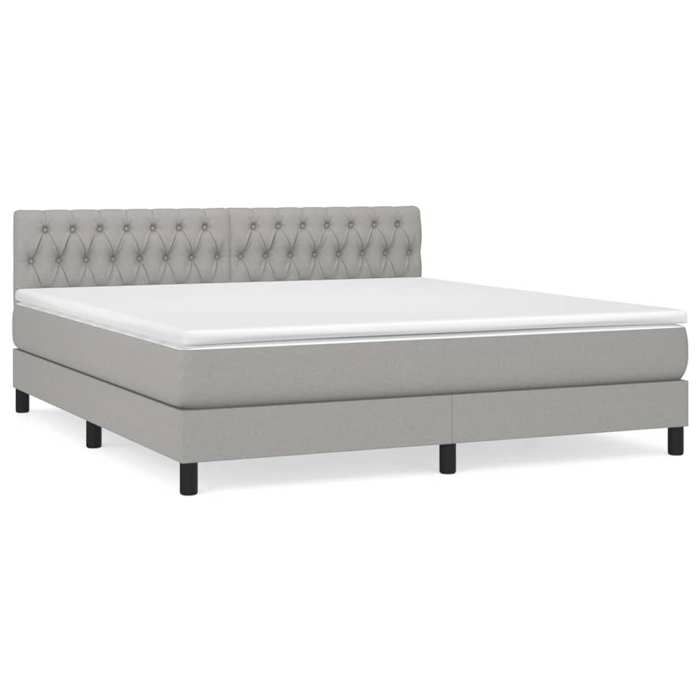 3140313 vidaXL Lit à sommier tapissier avec matelas Gris clair 180x200cm Tissu