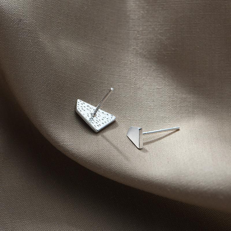 Polygonal Stud Earrings Female Personality Irregular Geometric Shape Asymmetrical Brushed Student Korean Version Niche Design Earrings