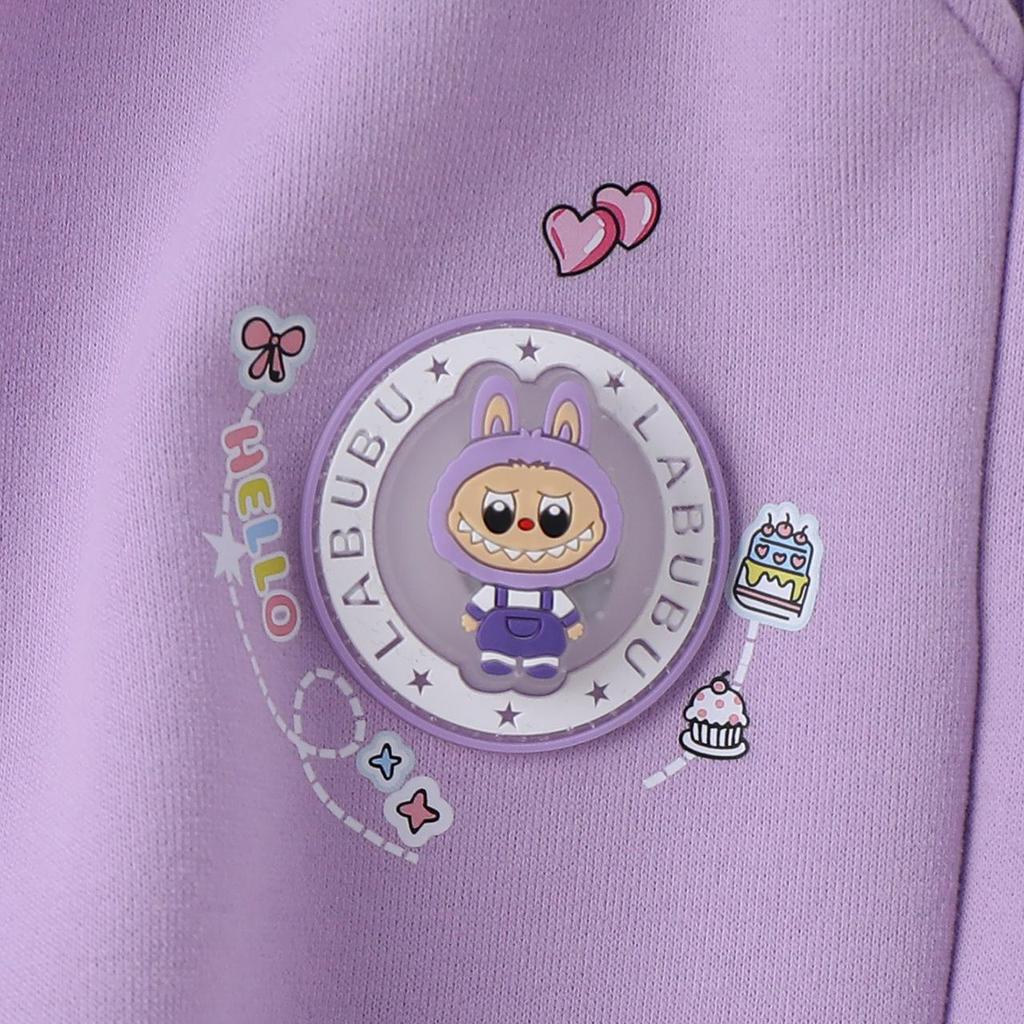 2025 Winter Girls' Cartoon Fleece-Lined Pull-On Pants - Kids' Autumn/Winter Casual One-Piece Pants