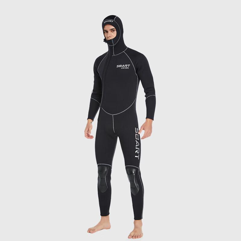 SBART 3MM Thermal Hooded Full-Body Wetsuit L