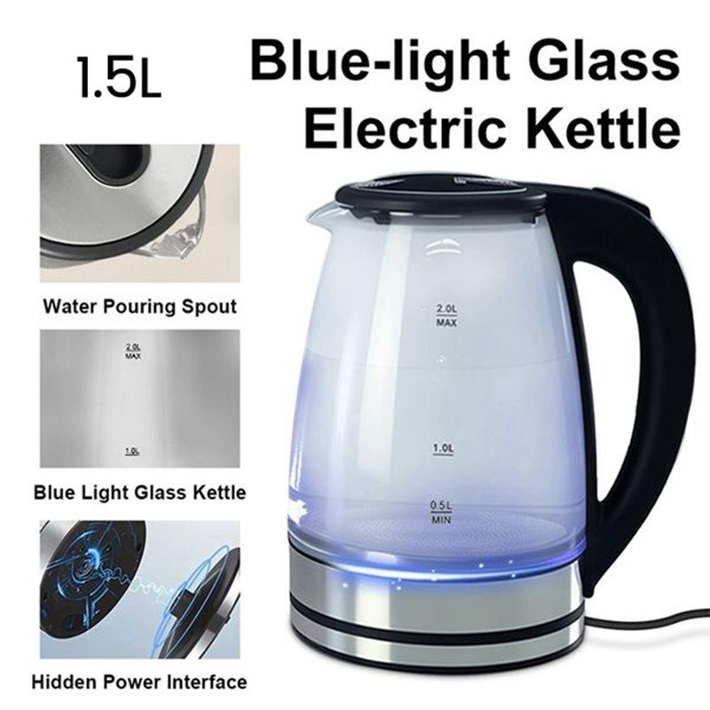 A13I-2L Electric Kettle Glass Fast Boil LED Household Appliance EU Plug