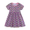 Mädchenkleid Sommer Cartoon-Print Mode Kurzarm Kinderrock Kinder Rundhals Prinzessinnenkleid