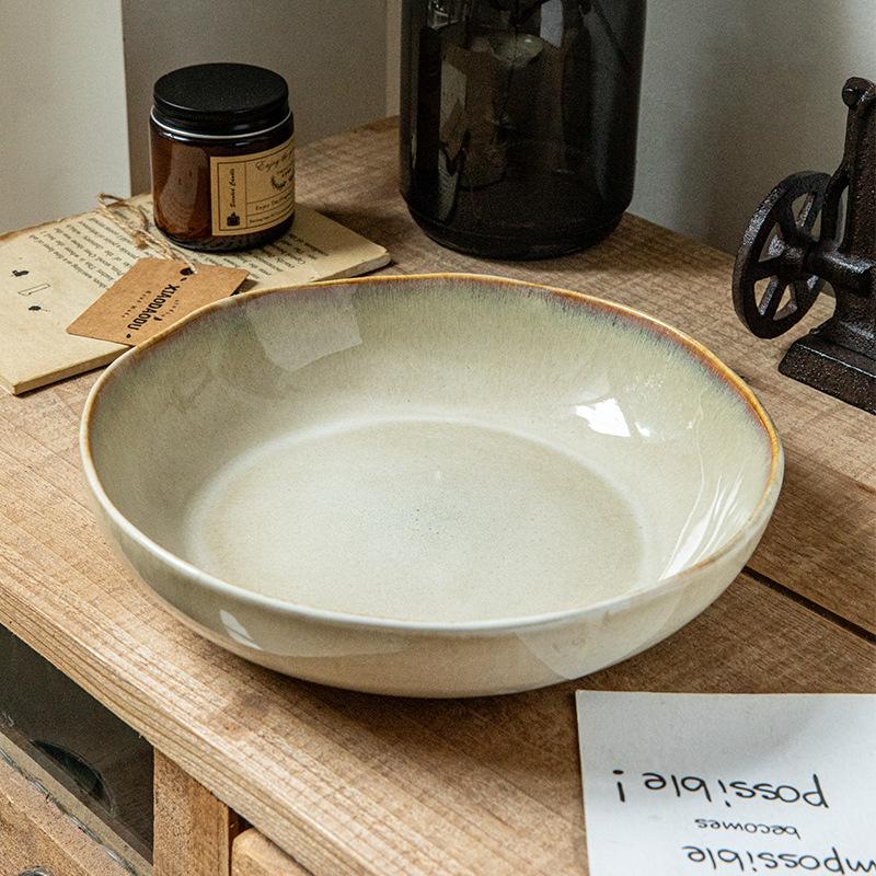 Yunhuang Non-Collision High-Value 8.5-Inch Ceramic Deep Plate Irregular Dish Bowl Special Salad Bowl Export