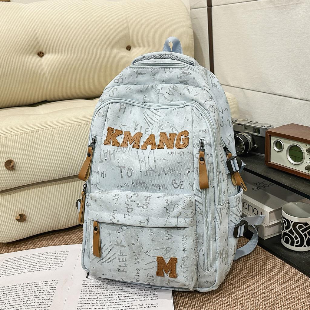 Schoolbag Student Schoolbag New Retro Large Letter Casual Backpack Men and Women Large Capacity Travel Waterproof Campus Wind