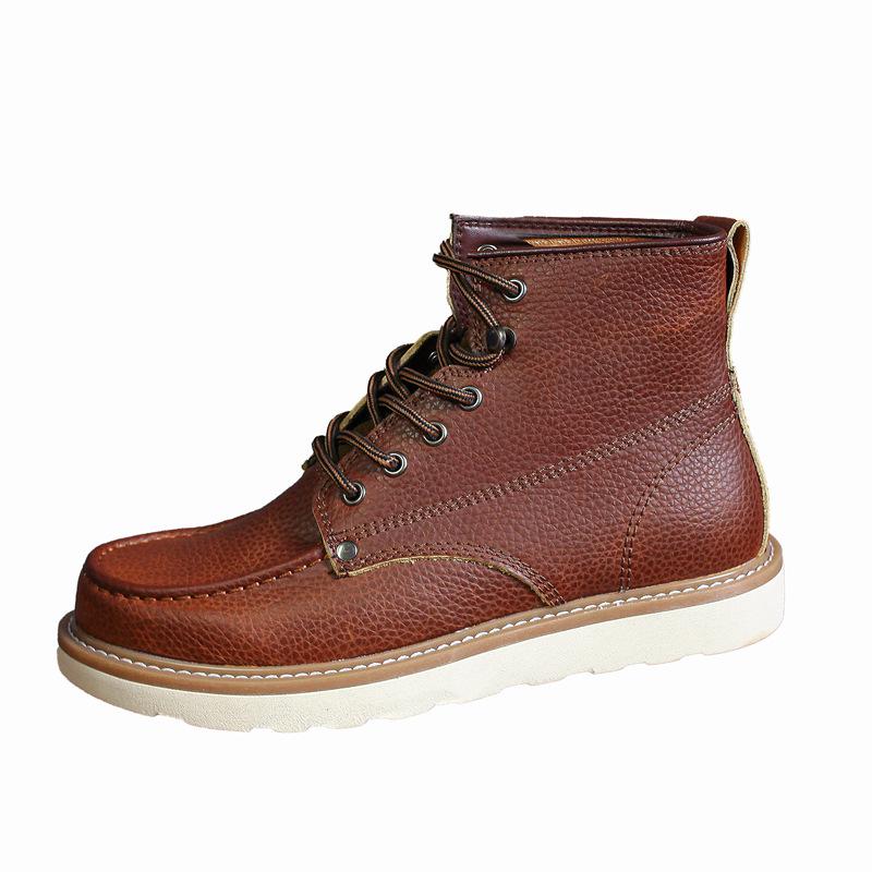 Men's Martin Boots Cowhide Medium Tube Platform Leather Boots Vintage British Outdoor Mark Tooling Shoes High Top Boots Men's
