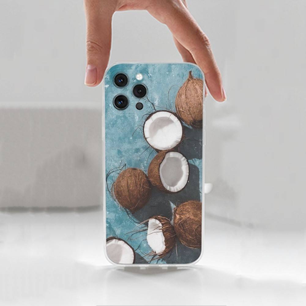 Coconut For iPhone Max,14,SE,12,15,Pro,17,Plus,11,XS,Mini,16,X,13,XR,Transparent Soft Cover Case