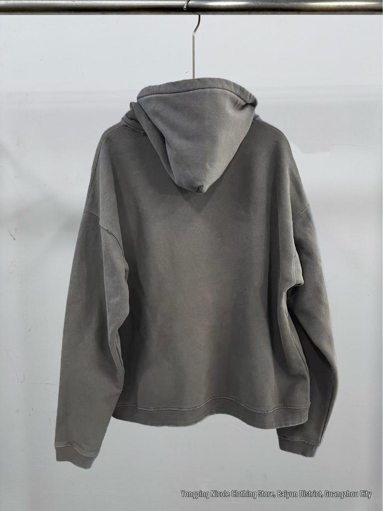 ERD Distressed Second Gen Letter Print Hooded Sweatshirt