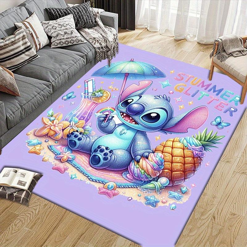 1pc Cute Stitch Pattern Area Rug Soft Flannel Floor Mat for Living Room,Office,Bedroom and Carpet,Sofa Coffee Table Floor Mat