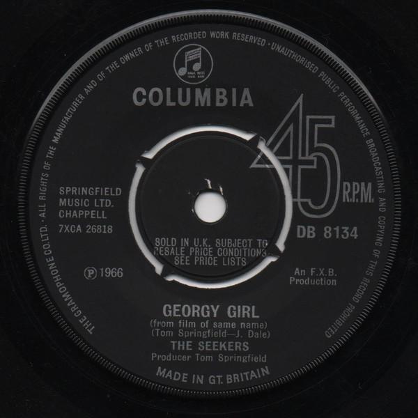 

7inch Record SEEKERS - Georgy Girl DB8134 Columbia 1967 UK Pop Used