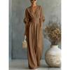 Spring Summer Women's Elegant High Waist V-neck Jumpsuit, Fashion Casual One-piece Romper for European American Crossborder