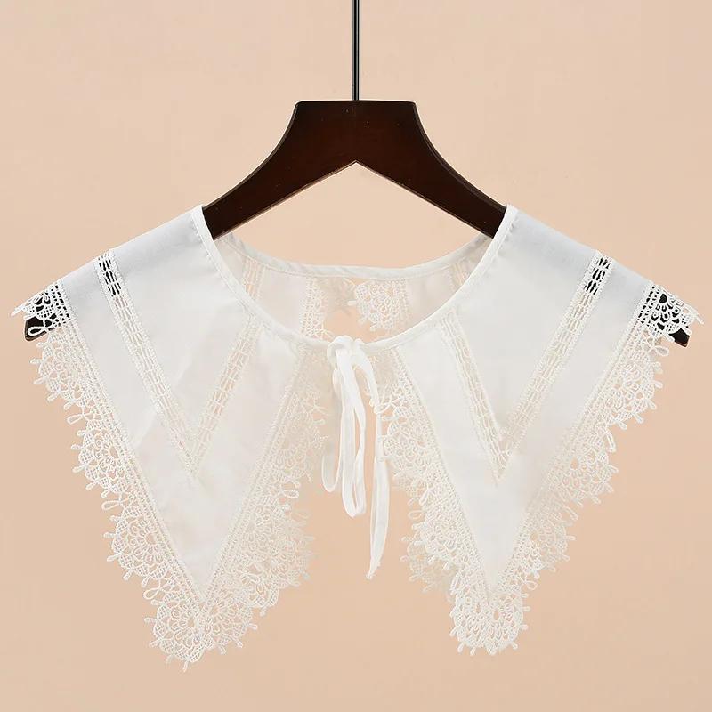 

Съемный платок-воротник с бантами для женщин, свитер, блузка, кружевной, ажурный, половина рубашки, блузка, ложные воротники, платок