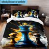 Golden Chess King On Black 3pcs Bedding,Including 1pc Duvet Cover And 2pcs Pillowcases Perfect for Christmas,Ideal for Bedroom, Dormitory