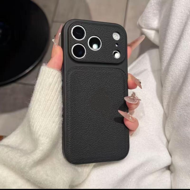 

Luxury Matte Candy Color Leather Plating Phone Case for iPhone 17 Air 16 15 14 13 Pro Max Business Shockproof Armor Cover iPhone17 Pro