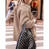 Lamb Wool Coat for Women Long Sleeves Turndown Collar  Medium Length Cotton Jacket Solid Color Warm Comfortable Autumn and Winter