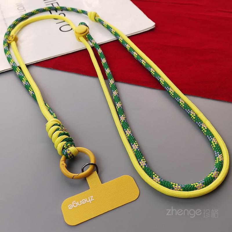 

Mobile phone lanyard Crossbody ins wind smiley face Adjustable long women s mobile phone strap rope Strong and durable outdoor yellow green and purple