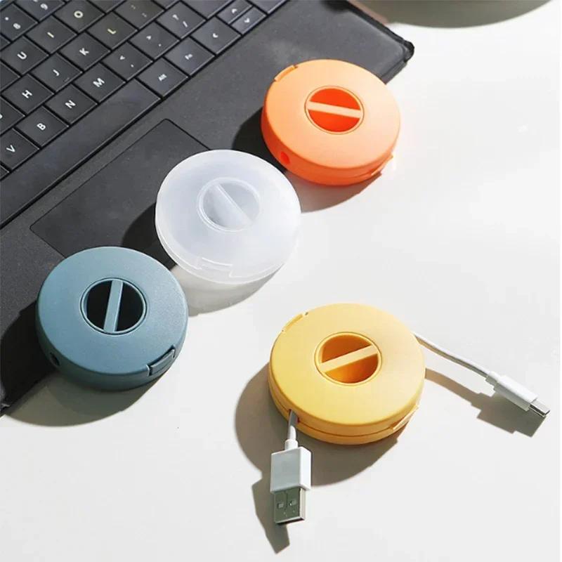 3-1pcs Portable Charger Cord Holder Round Storage Cable Winder Retractable Cable Management Flexible USB Wire Cord Reel